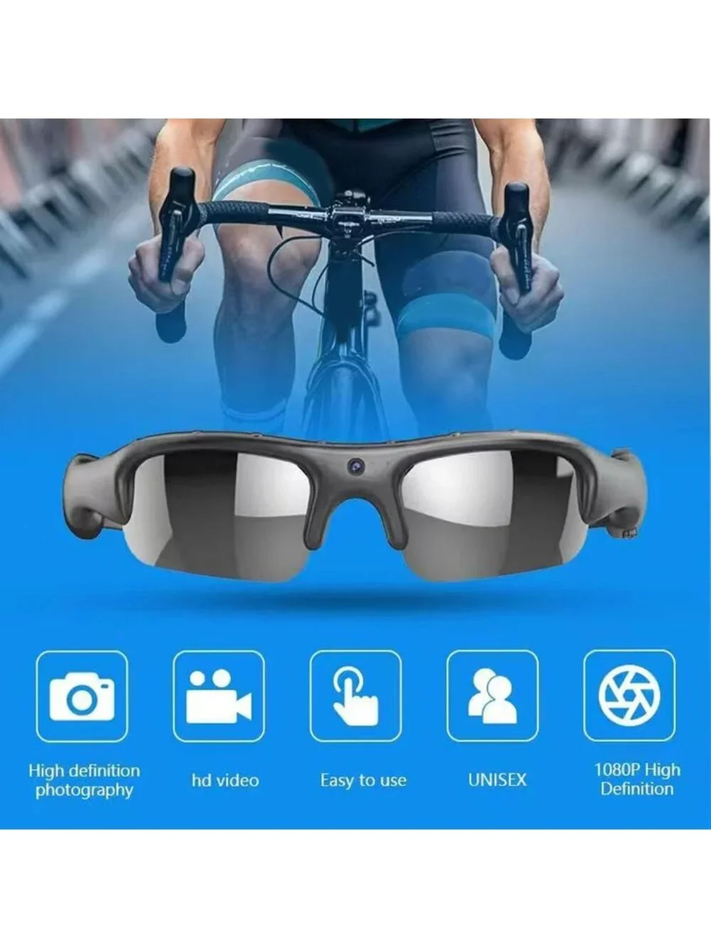 Smart Glasses with Camera, 1080P HD Video Recording, Bluetooth Audio, Polarized
